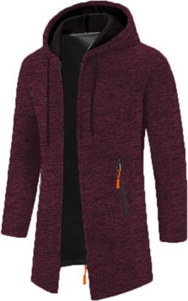 Generic Mid Length Cardigan Men, Mens Knitted Cardigan Jacket Full Front Zipper Winter Fleece Coat Long Sleeve Mid-Length Hooded Cardigan for Men Mens Long Ca