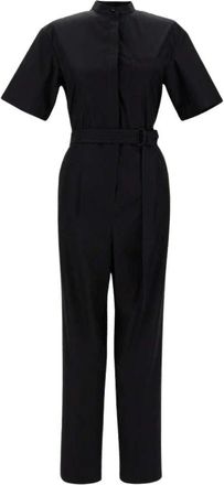 Max Mara Jumpsuit met Mandarijnkraag - Dames - Jumpsuits - Zwart - XS - Katoen - Jumpsuits & Playsuits