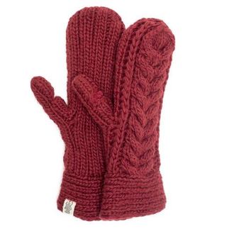 Nirvanna Designs Hand Knit Soho Mittens in Burgundy at Nordstrom
