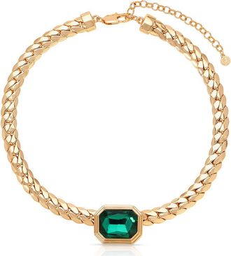 Ettika Deco Crystal Statement Cuban Chain Necklace in Green at Nordstrom