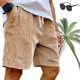 Generic Mokaloha Mens Shorts,Pacificozy Mens Shorts,Drawstring Elastic Waist Cargo Practical Multi-Pocket Corduroy Beach Loose Short (Khaki,XXL)