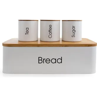 MegaChef Kitchen Food Storage and Organization 4 Piece Canister Set in White at Nordstrom