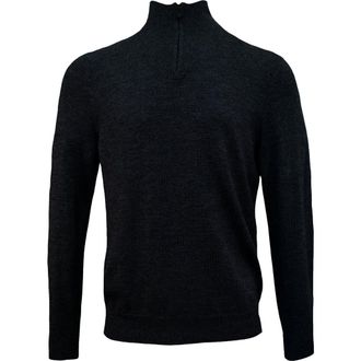 Lords of Harlech Quest Fully Fashioned Quarter-zip Merino Sweater in Black Solid at Nordstrom, Size Xx-Large