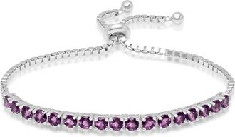 MAX + STONE Sterling Silver Round 4mm Gemstone Bolo Bracelet