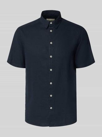 Blend Slim Fit Leinenhemd mit Viskose-Anteil Modell Bobby in Marine, Gr&ouml;&szlig;e 3XL