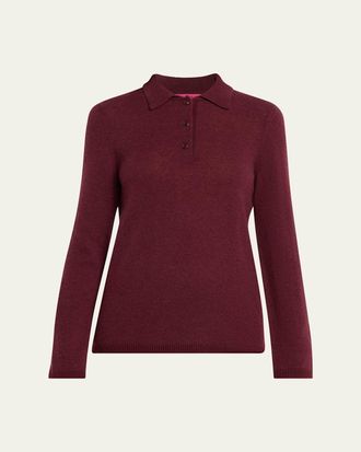 The Elder Statesman Laurel Cashmere Long-Sleeve Polo Sweater