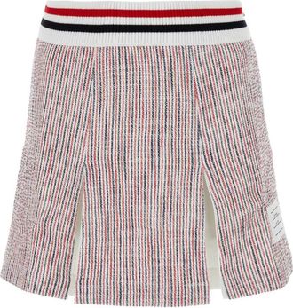 Thom Browne Embroidered stretch tweed mini skirt