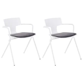 Beliani Beliani - Conjunto De 2 Sillas De Comedor Modernas Asiento De Pl&aacute;stico Coj&iacute;n Piel Sint&eacute;tica Negro Blanco Manson