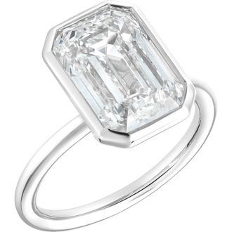 LuvMyJewelry Alessia 14K Gold Emerald Cut Lab Grown Diamond Bezel Solitaire Engagement Ring - 3 cts in 14K White Gold at Nordstrom, Size 7