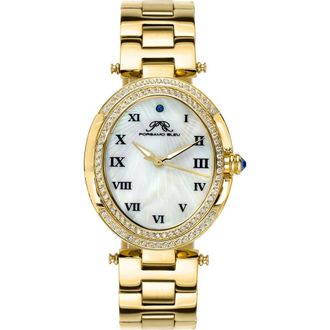 Porsamo Bleu Womens South Sea Oval Swarovski Crystal Bracelet Watch, 30.75mm in Champagne at Nordstrom Rack
