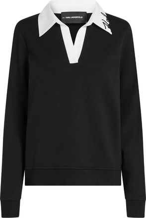 Karl Lagerfeld logo-embroidered sweater - women - Organic Cotton/Recycled Polyester/Elastane - L - Black