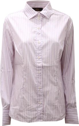 Mauro Grifoni Gestreepte Blouse - Dames - Overhemden - Paars - XL - Katoen - Overhemden