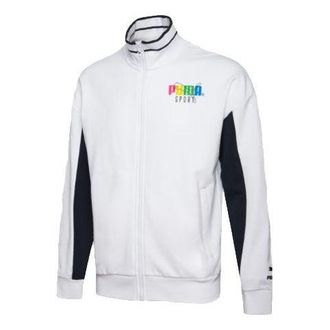 Puma Logo Sleeve Track Jacket White Black 597343-02