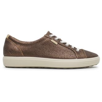 Ecco Ecco Soft 7 430003 Leather Womens Low Top Trainers - Bronze Antique - Size:UK 5-5.5
