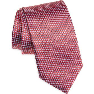 Brioni Geometric Jacquard Silk Tie in Flame/Lead at Nordstrom