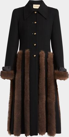 Valentino Garavani Sheep Shearling-Trim Single-Breasted Cashmere Coat