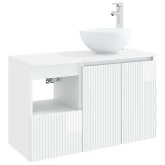 vidaXL Set Di Mobili Per Il Bagno 2 Pz Bianco Lucido Vidaxl