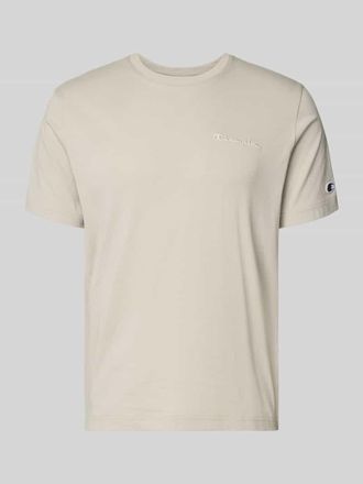 Champion T-Shirt mit Label-Stitchings und Rundhalsausschnitt in Beige, Gr&ouml;&szlig;e XXL