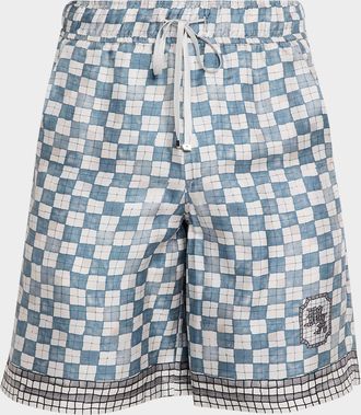 Amiri Men & apos;s MA Checkered Silk Shorts