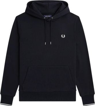 Fred Perry Tipped Hooded Sweatshirt - Heren - Hoodies - Blauw - S - Katoen - Hoodies & sweatvesten