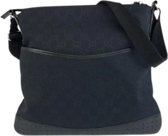 Gucci Pre-owned Cross Body Bags, female, Black, Size: ONE SIZE Pre-owned GG Canvas Leather Shoulder Bag