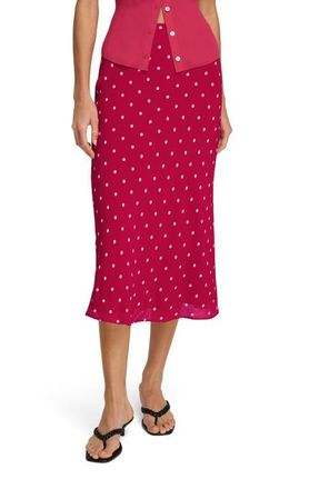 Favorite Daughter The Jojo Polka Dot Midi Skirt in Raspberry/Ivory Dot at Nordstrom, Size X-Large