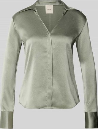 Calvin Klein Regular Fit Bluse mit V-Ausschnitt in Khaki, Gr&ouml;&szlig;e XL