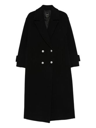 Pinko Double-Breasted Camembert Coat In Black Wool