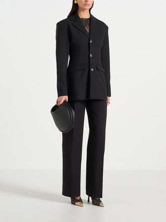 Mani&egrave;re De Voir Claire Wide Shoulder Cinch Waist Blazer in Black at Nordstrom, Size 12