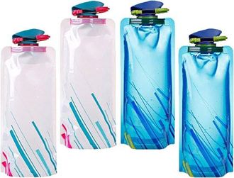 OEM Botella De Agua Plegable - 700 Ml - Blanco Y Azul - 4 Unidades
