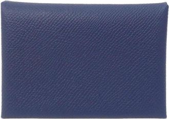 Herm&egrave;s Blue Navy Epsom Leather Coin Purse/Coin Case (Pre-Owned)