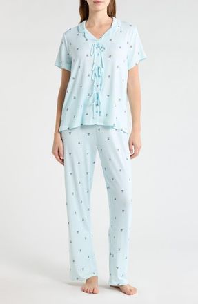 French Connection Bow Detail Pajamas in Blue Bow at Nordstrom, Size X-Large