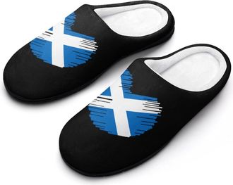 Generic Flag of Scotland Heart Fashion Cotton Slippers for Women Memory Foam House Slippers Non-Slip House Bedroom Shoes