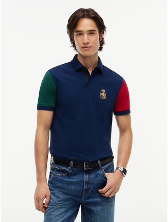 Tommy Hilfiger Mens Regular Fit Tartan Colorblock Polo - Carbon Navy - XXXL
