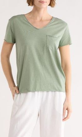 Caslon Rolled Burnout T-Shirt in Green Hedge at Nordstrom Rack, Size X-Small