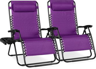 Best Choice Products Set of 2 Extra Wide Zero Gravity Lounge Chair Recliners w/ Cup Holder