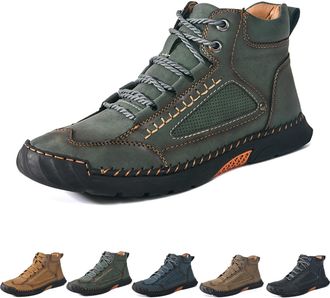 Generic Cryonessa Leather Boots, Mens Comfortable Handmade Leather Boots, Waterproof, Arch Support, Spacious Toe Box (Green,12.5)