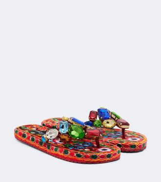 Dolce & Gabbana Embellished leather thong sandals