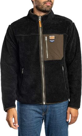 Superdry Vintage Retro Fleecejack Met Volledige Ritssluiting, Zwart