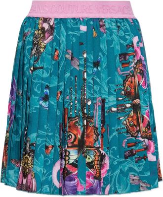 Versace Jeans Couture Gonna plissettata con stampa - Blu