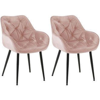 Clp Clp - Set De 2 Sillas De Comedor Tanna En Terciopelo Rosado