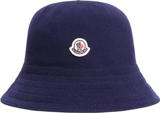 Moncler Moncler Logo Patch Bucket Hat, Men, Blue, Size: Xl