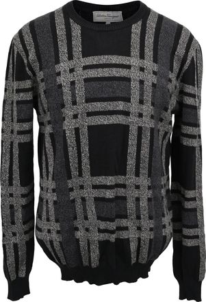 Ferragamo Plaid Sweater in Black Wool
