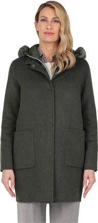 Gimos Wollen jas met capuchon en bontafwerking - Dames - Parka Jassen - Groen - XS - Wol - Jassen