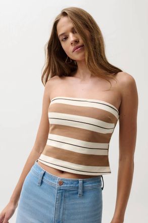 Pistola Denim Beverly Tube Top In Desert Egret Stripe
