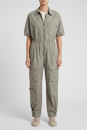 Brunello Cucinelli Light Grey Relaxed Jumpsuit, Size 3XL