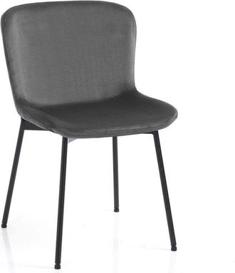 Oresteluchetta Set De 4 Sillas De Terciopelo Para Comedor Rann Velvet - Gris