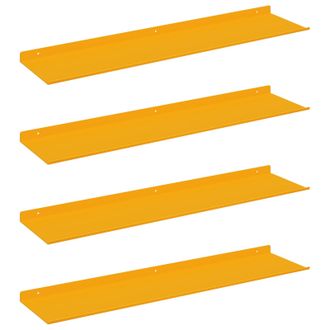vidaXL Estante Flotante 4 Pcs Amarillo Mostaza 80 X 18 X 2,5 Cm Acero Vidaxl