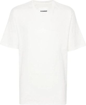 Jil Sander T-shirt met ronde hals - Dames - T-shirts - Wit - XL - Katoen - Tops