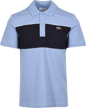 Lacoste Mens COLOUR BLOCK POLO SHIRT BLUE/NAVY Cotton - Size X-Large